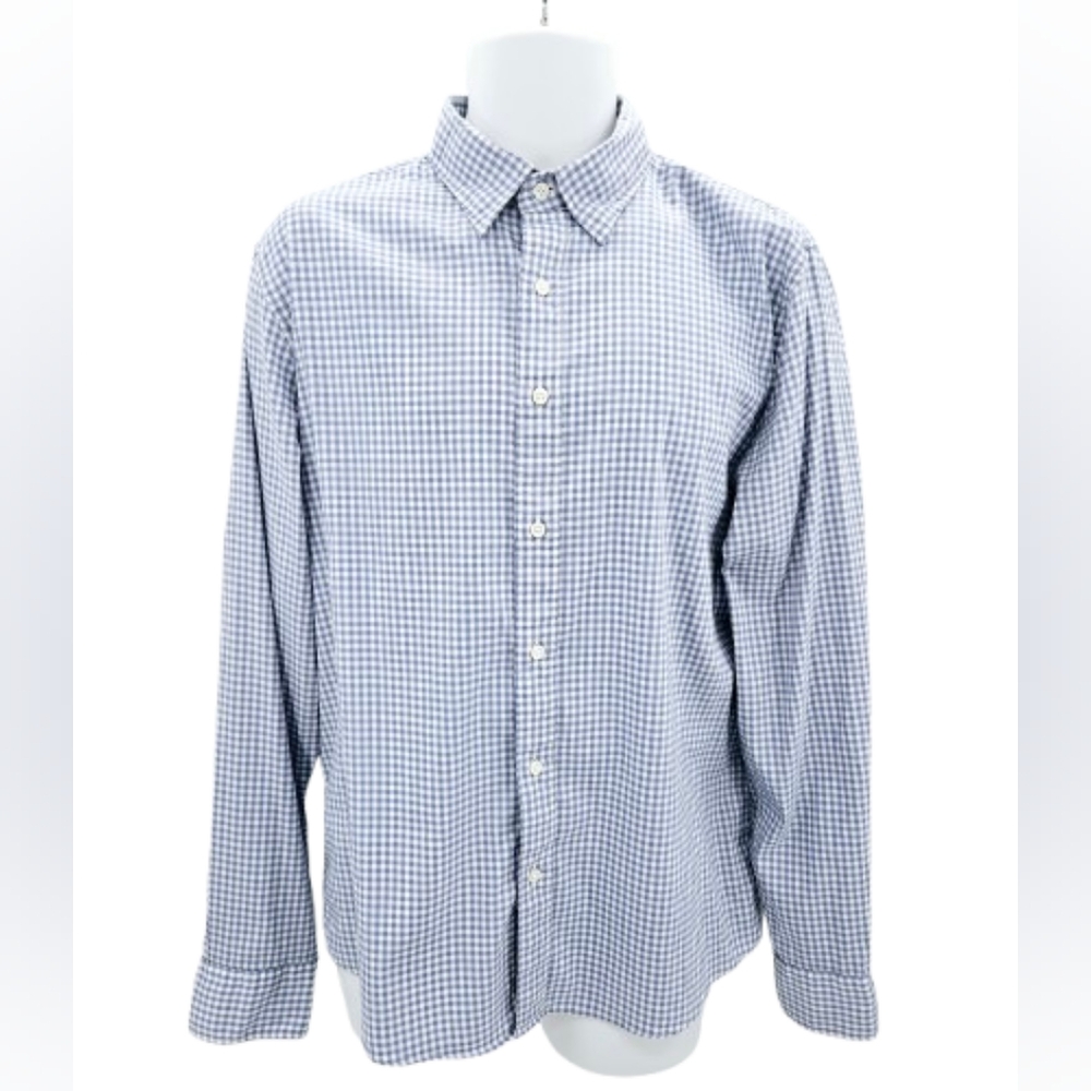 FAHERTY Blue White Checkered Long Sleeve Shirt